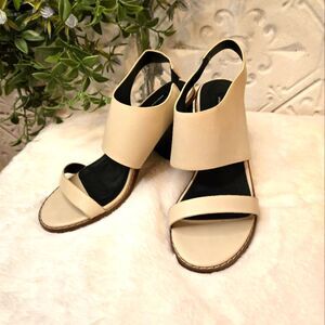 French Connection Women's Lori Block Heel Dress Sandals Size: 6 Elegant Cream